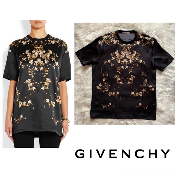 Givenchy Tops - GIVENCHY PARIS Floral Silk Satin T-Shirt